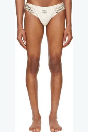 Jean Paul Gaultier Slip de bain blanc cassé à images d