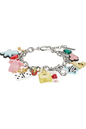 Marc Jacobs Bracelet argenté à breloques graphiques de style autocollant