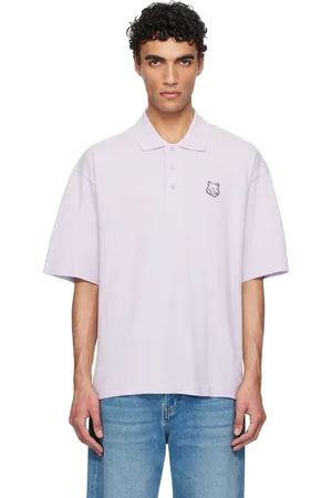 Maison Kitsuné Polo surdimensionné mauve à écusson à logo de renard