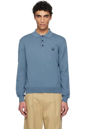 Maison Kitsuné Polo bleu à écusson à logo de renard