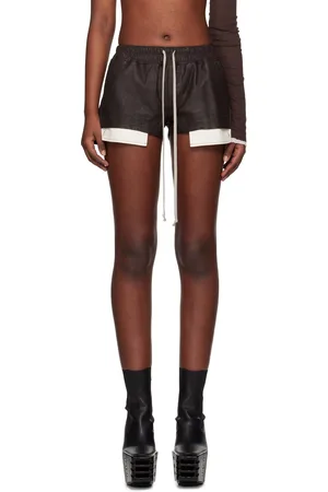 Rick Owens Short boxeur Fog brun en cuir - Hollywood