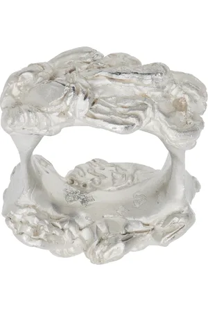 OUR LEGACY Grande bague texturée argentée