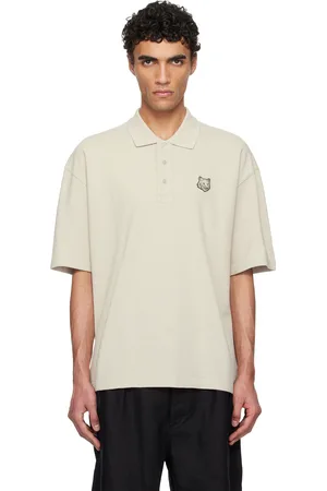 Maison Kitsuné Polo surdimensionné blanc cassé à écusson à logo de renard