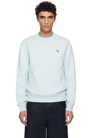 Maison Kitsuné Pull molletonné bleu à écusson de logo de renard