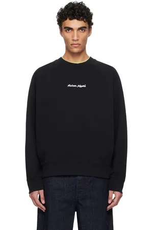Maison Kitsuné Pull molletonné surdimensionné noir à logo brodé et à manches raglan