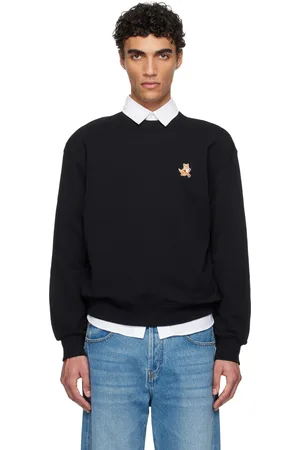 Maison Kitsuné Pull molletonné décontracté noir à écusson à logo de renard