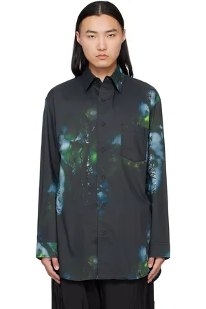 Y-3 Chemise noir et bleu à images imprimées