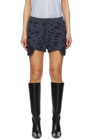 Acne Studios Short noir à effet usé