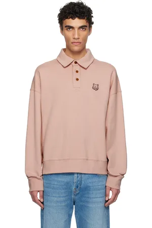 Maison Kitsuné Polo surdimensionné rose en molleton à écusson à logo de renard