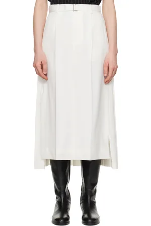 SACAI Jupe midi blanc cassé en tissu de costume