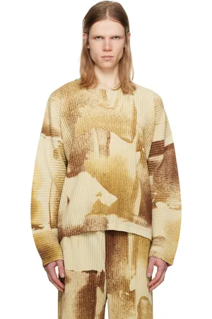 Issey Miyake T-shirt brun à motif Wind Walk