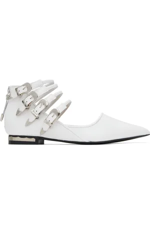 TOGA PULLA Ballerines blanches en cuir glacé à brides