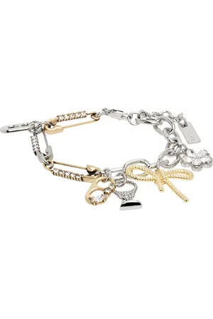 Marc Jacobs Bracelet de style grunge Glam argenté et doré à breloques graphiques