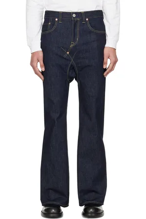 Fumito Ganryu Jean de style sarouel évasé bleu marine à cinq poches