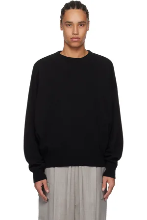 FEAR OF GOD Pull à col ras du cou noir en tricot à mailles fines