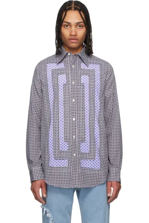 Edward Cuming Chemise Scratch The Itch bleu marine en coton à motif graphique