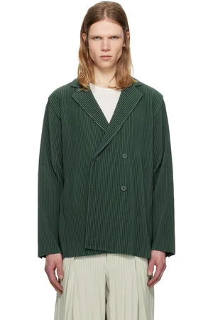 Issey Miyake Veston façon costume plissé 1 vert