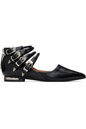 TOGA PULLA Ballerines noires en cuir glacé à brides