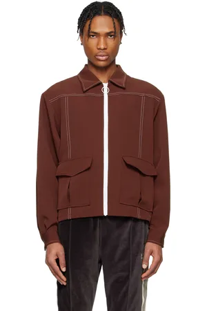Pins & Needles Blouson de sport brun à piqures contrastantes