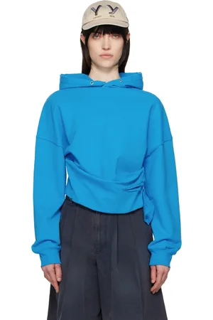 OPEN YY Pull à capuche déconstruit bleu