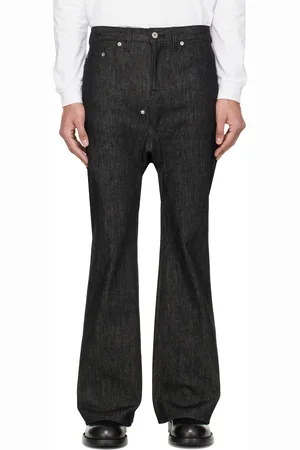 Fumito Ganryu Jean de style sarouel évasé noir à cinq poches