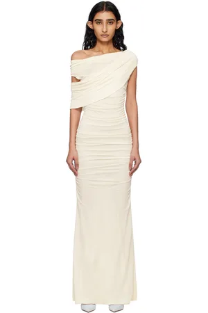 BLUMARINE Robe longue blanc cassé à épaule unique