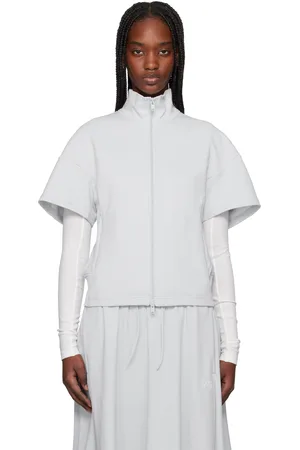 Y-3 Blouson de survêtement à manches courtes gris à trois rayures