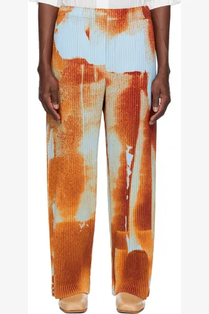 Issey Miyake Pantalon Wind Walk orange et bleu