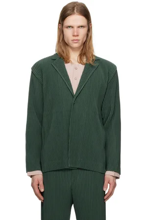 Issey Miyake Veston façon costume plissé 1 vert