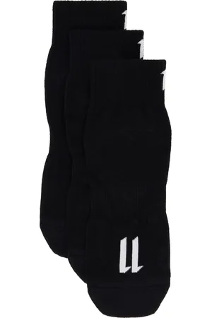 11 BY BORIS BIDJAN SABERI Ensemble de trois paires de chaussettes noires à logo 11