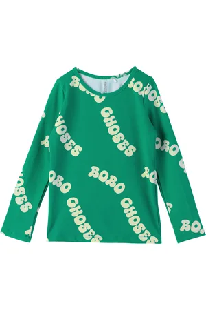 Bobo Choses Enfant | Haut de maillot de bain vert à motif à logos