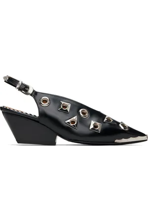 TOGA PULLA Chaussures à talon noires en cuir glacé à bout pointu