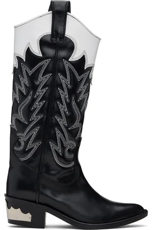 TOGA PULLA Bottes hautes noir et blanc en cuir