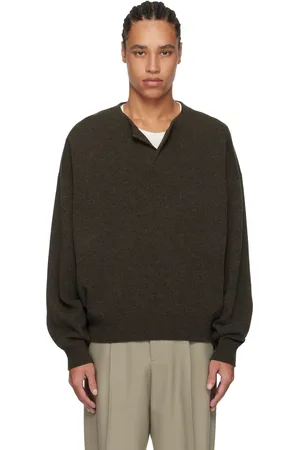 FEAR OF GOD Henley brun en tricot à mailles fines - Eternal