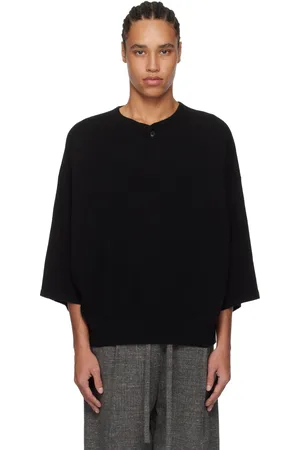 FEAR OF GOD Henley noir en tricot à mailles fines - Eternal