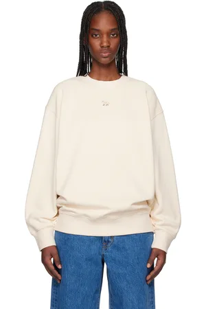 Maison Kitsuné Pull molletonné surdimensionné beige à écusson à logo de renard