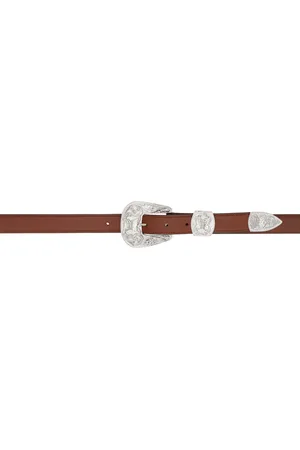 Pins & Needles Ceinture brune à ferrures westerns à logos de papillon