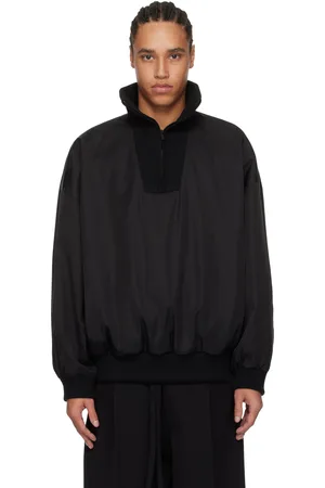 FEAR OF GOD Blouson noir en nylon et laine à col droit