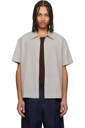 DUNST Chemise beige à carreaux et à col classique