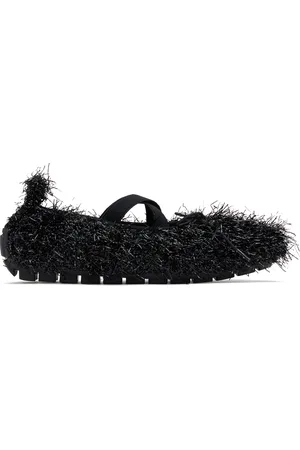 Simone Rocha Ballerines noires à semelle crantée et à fils lamés