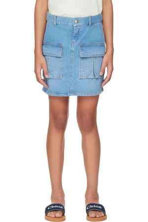 Chloé Enfant | Jupe bleue en denim à effet délavé