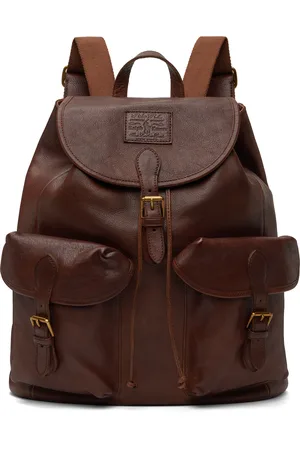 Ralph Lauren Sac à dos brun en cuir à logo Heritage