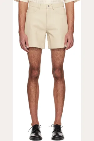 Sunflower Short blanc cassé en cuir gaufré façon croco
