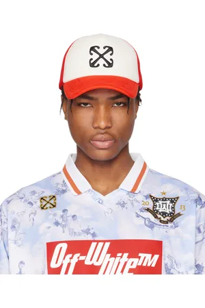 OFF-WHITE Casquette de camionneur rouge et blanc à quatre flèches