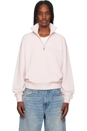 Maison Kitsuné Pull molletonné rose à demi-glissière et à écusson à logo de renard