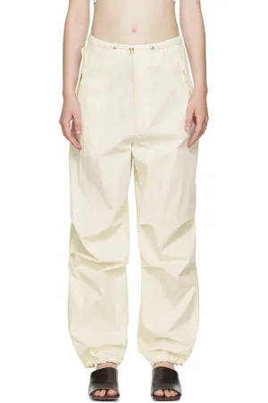 DION LEE Pantalon Parachute blanc cassé à fermoir à traverse
