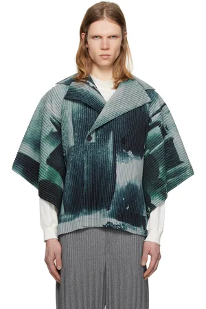 Issey Miyake Blouson gris à motif Wind Walk