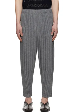 Issey Miyake Pantalon gris à plissures Heather