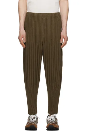 Issey Miyake Pantalon brun à plissures Heather