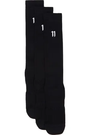 11 BY BORIS BIDJAN SABERI Ensemble de trois paires de chaussettes noires à logo 11